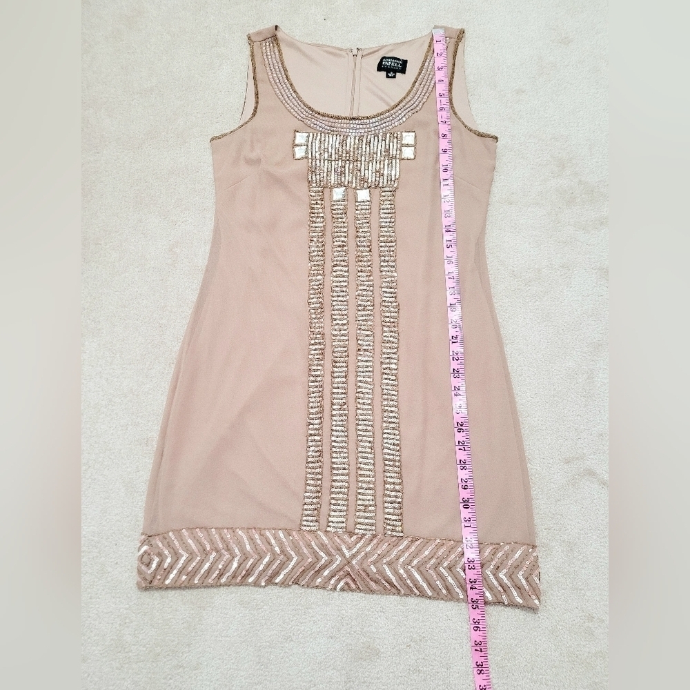 Adrianna Papell Evening Sleeveless Shift Dress Beaded Sequin Embellished Size 10 - Picture 9 of 11
